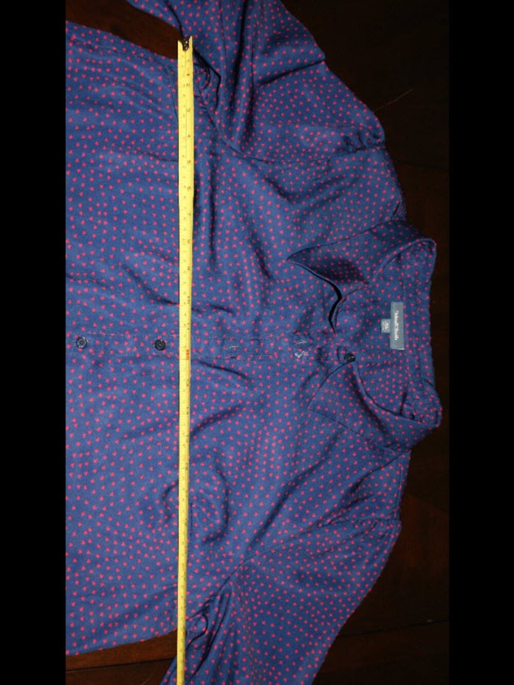 ModCloth blue blouse with small Red Hearts - XL - Picture 11 of 12